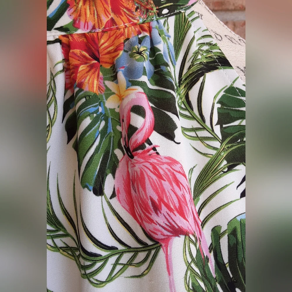 Rachel Zoe Floral Tropical Print Halter Style Top.